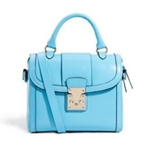 ASOS Light Blue Faux Leather Purse with Gold Clasp
